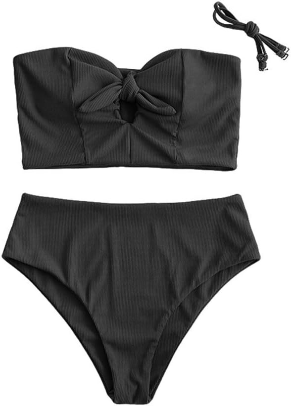 ZAFUL Women Keyhole Bandeau Tankini with Removable Straps, High Waisted Padded Bathing Suit Two P... | Amazon (US)