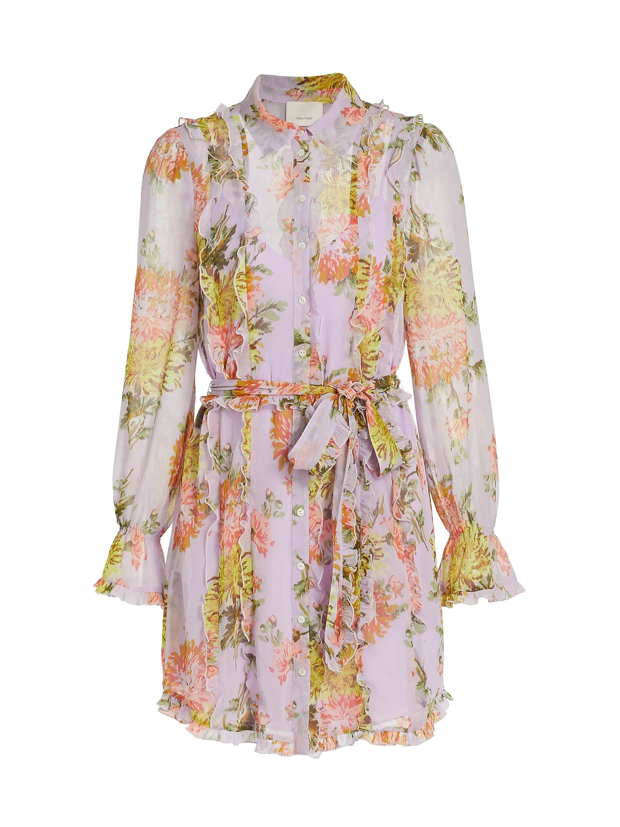 Estelle Faded Chrysanthemum Chiffon Minidress | Saks Fifth Avenue