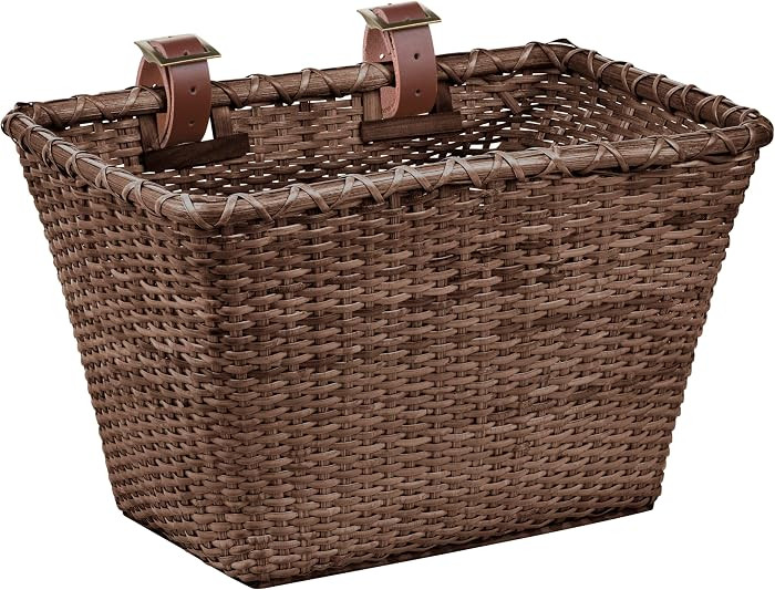 Retrospec Bicycles Cane Woven Rectangular Toto Basket with Authentic Leather Straps and Brass Buckles | Amazon (US)