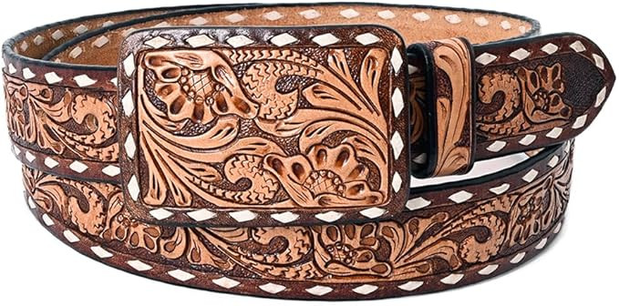American Darling Beautifully Hand Tooled Brown Genuine American Leather Belt Men and Women Wester... | Amazon (US)