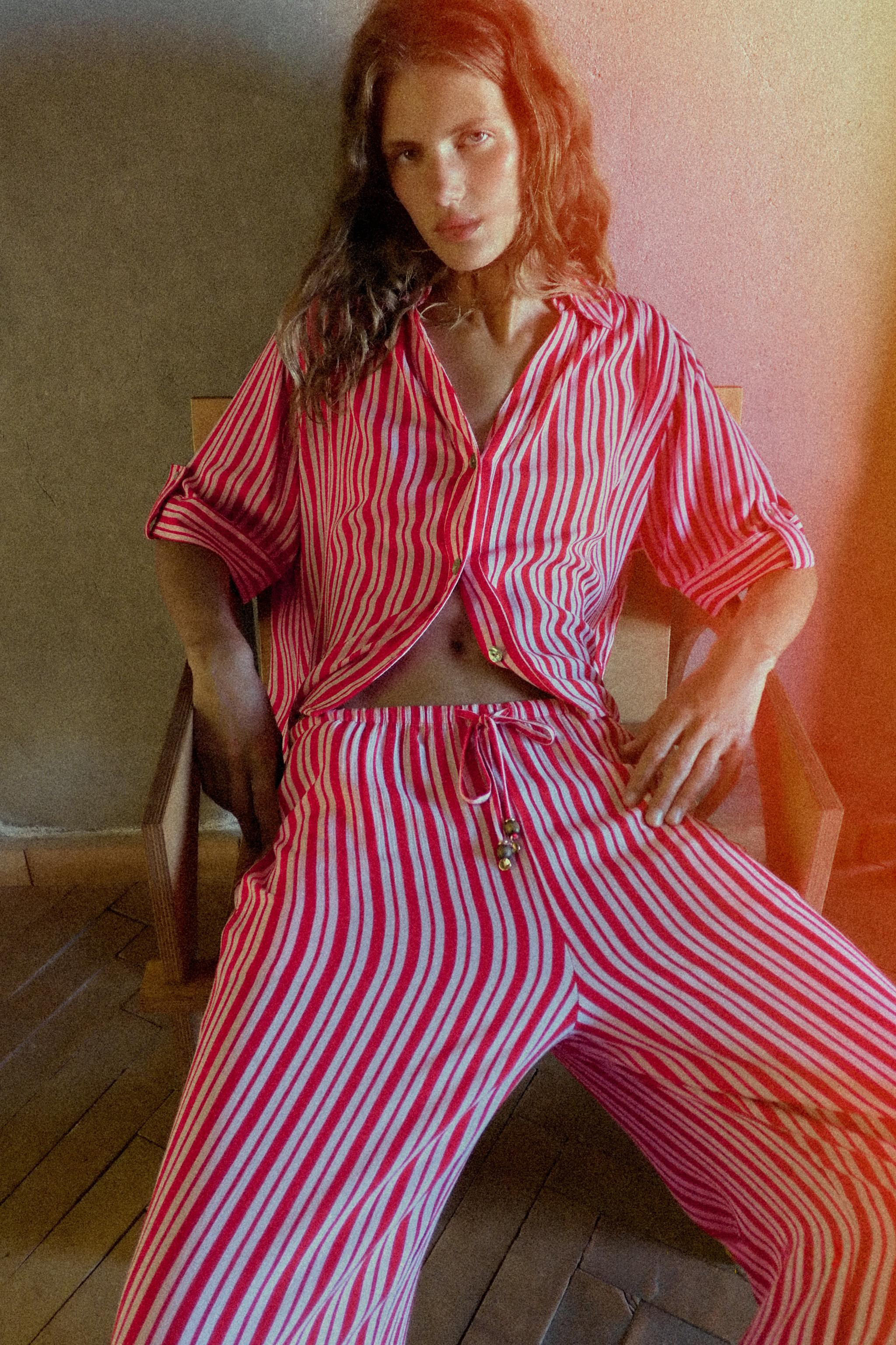 STRIPED WIDE LEG PANTS | Zara Canada