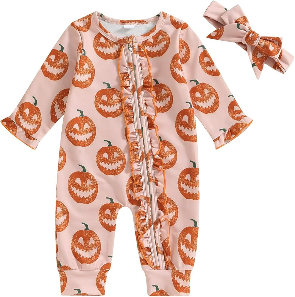 Halloween Newborn Baby Girl Clothes Infant Long Sleeve Romper Jumpsuit Bodysuit Christmas Outfits | Amazon (US)