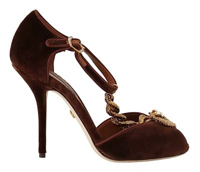 Dolce & Gabbana Brown Copper Velvet Devotion Heart Sandal Heels Shoes EU40.5 US1 | eBay US