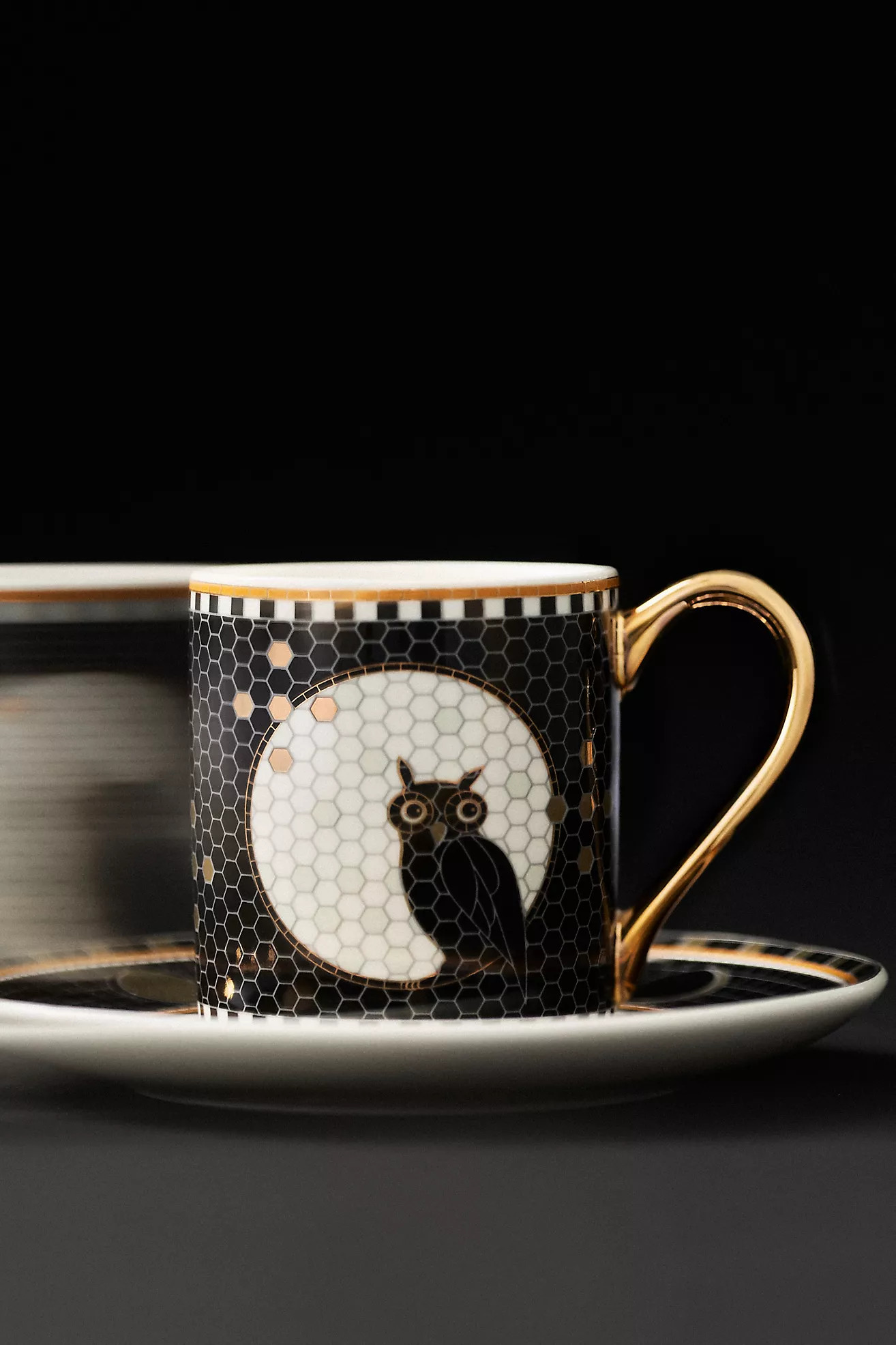 Bistro Tile Stoneware 24k Gold Accent Halloween Espresso Cup | Anthropologie (US)