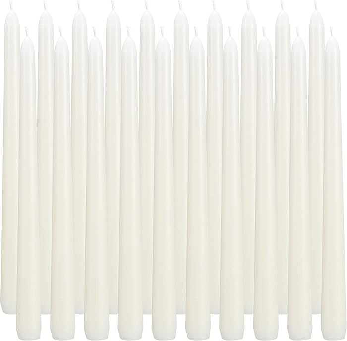flamecan Ivory Taper Candles, Set of 20 Unscented and Smokeless 10 Inch Taper Candles Long Burnin... | Amazon (US)