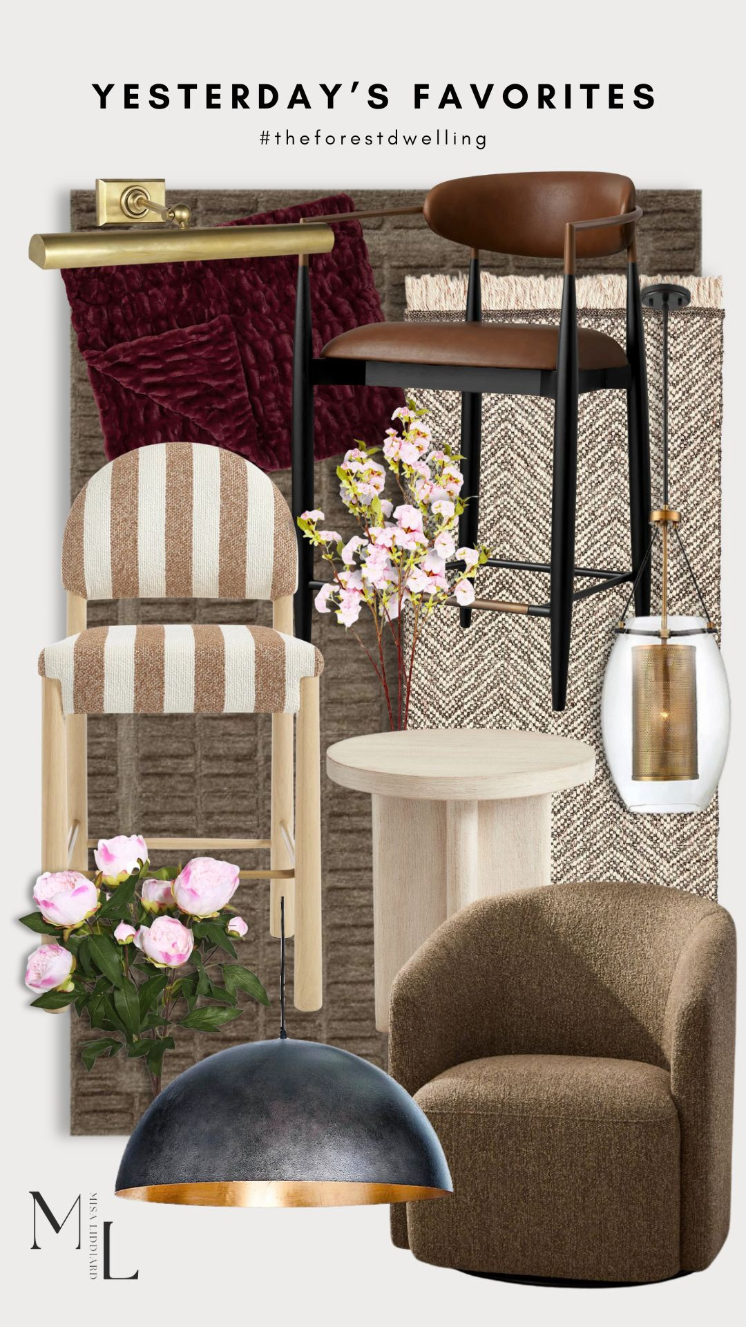 Yesterday's faves! How fun are the stripes on these counter stools? Loving the faux florals for spring. We have two of the Sigmund pendant lights over our kitchen island in the largest size. 

 #LTKdayinmylife #LTKSeasonal #LTKHome