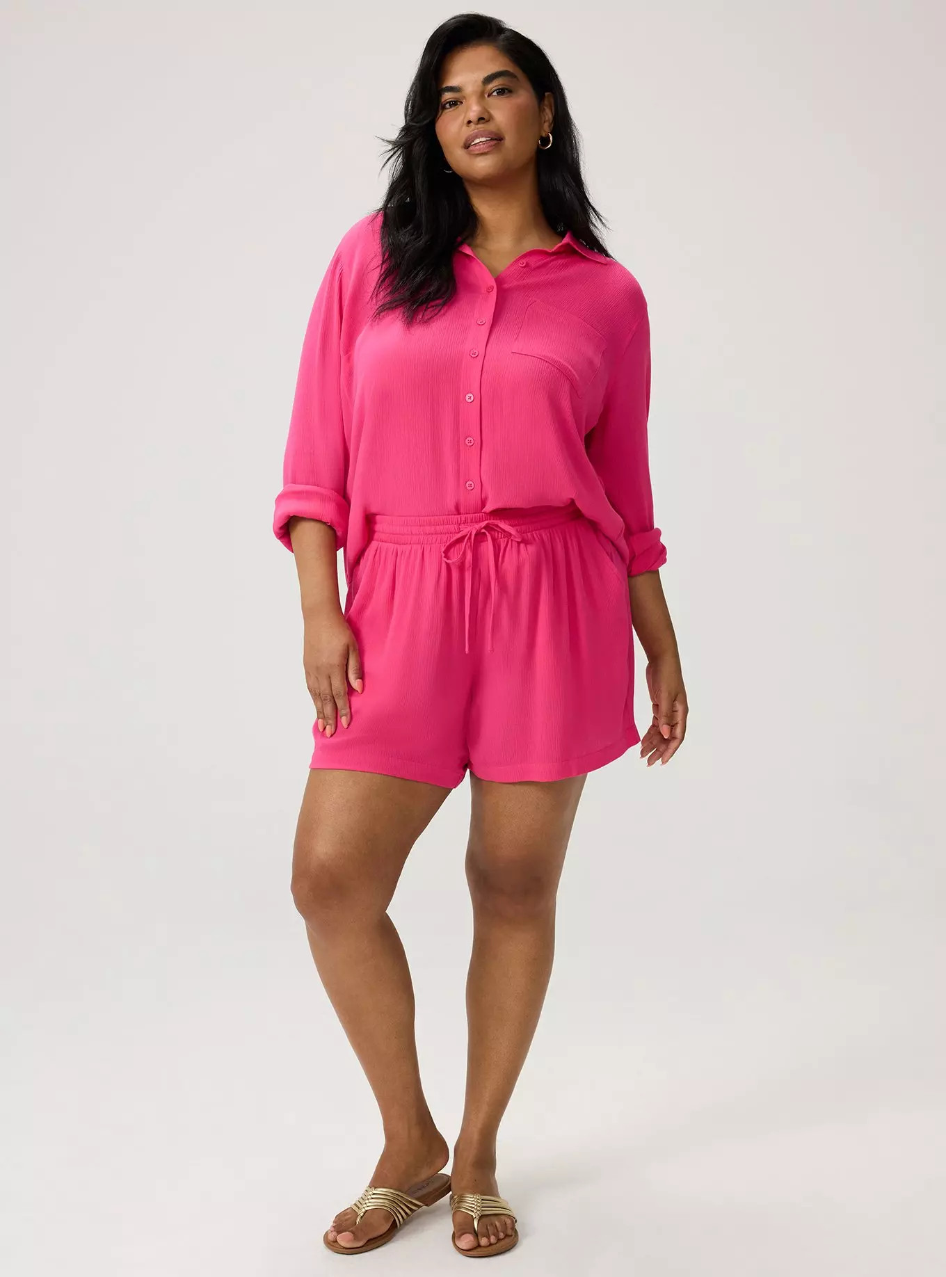 Pull-On Gauze High-Rise Short | Torrid (US & Canada)