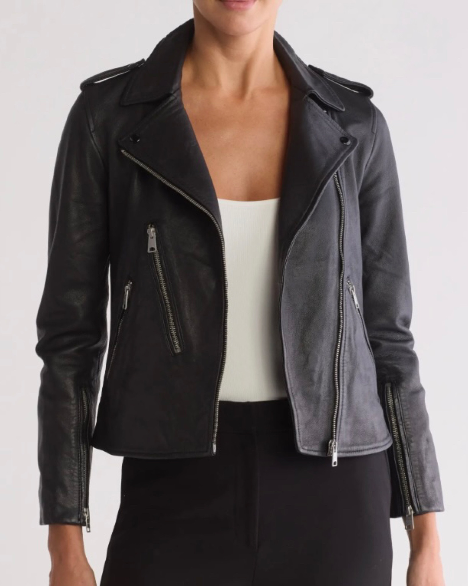 Allsaints black leather biker jacket over 40% off. A fall staple, 

#LTKStyleTip #LTKSaleAlert
