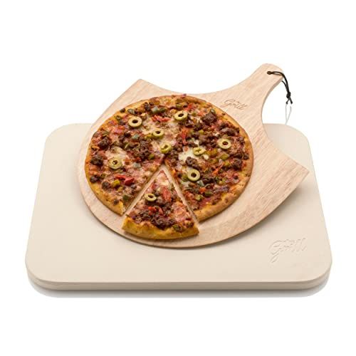 HANS GRILL PIZZA STONE | Rectangular Pizza Stone For Oven Baking & BBQ Grilling With Free Wooden ... | Amazon (US)