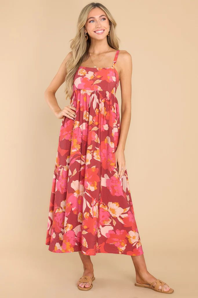 Dramatically Cute Red Floral Print Maxi Dress | Red Dress 