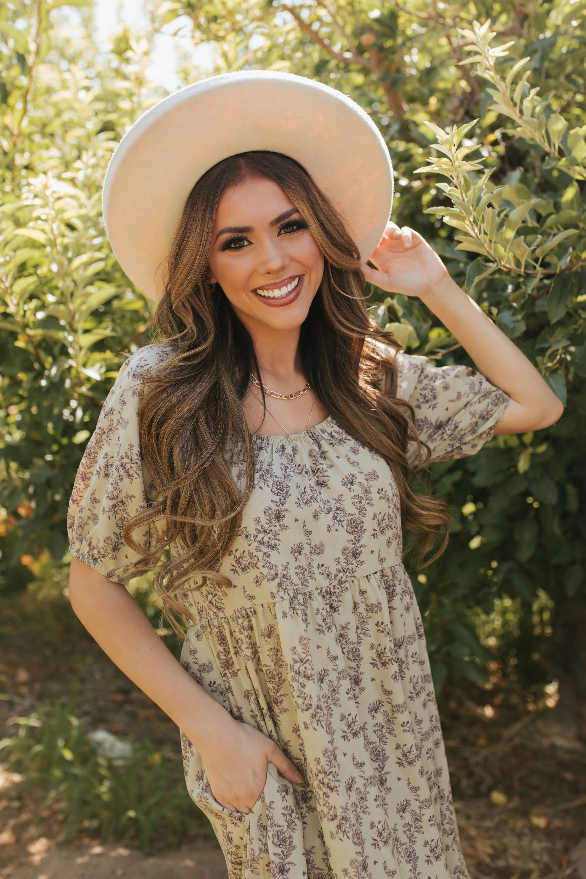 THE TEAGAN FLORAL MIDI DRESS IN OLIVE | Pink Desert