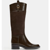 Zara - Mixed Material Riding Boots - Brown - 11 - Woman | Zara US