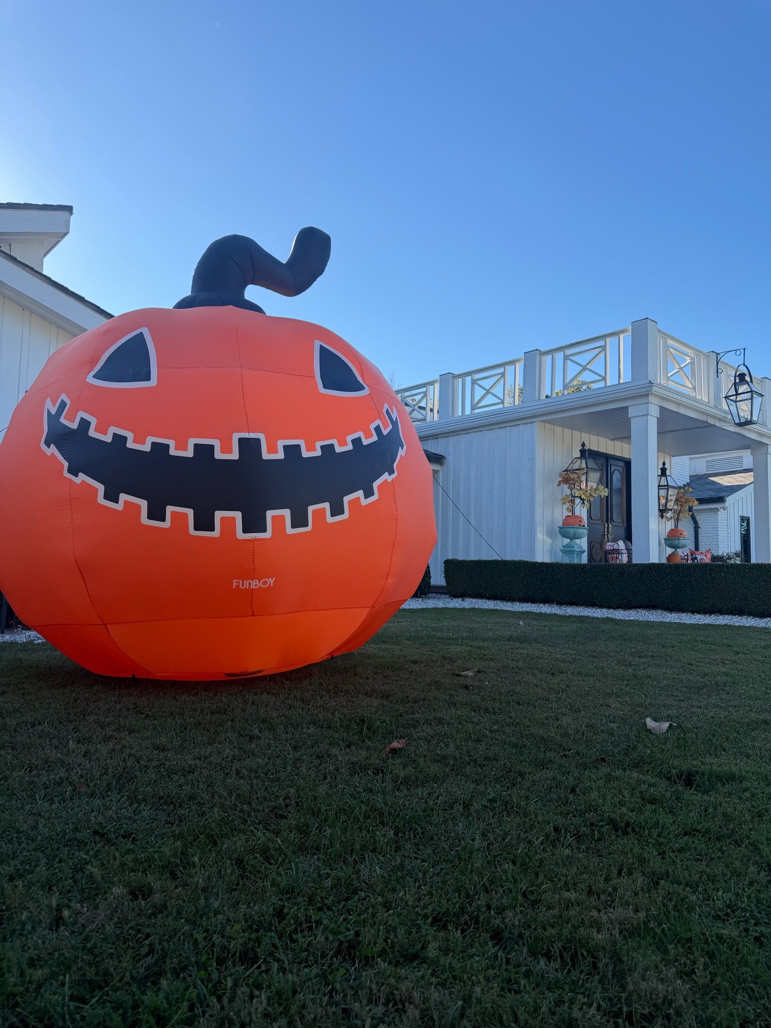 New addition to our Halloween decor this year and I’m OBSESSED. 🎃🧡

This 8 foot tall pumpkin from @funboy might be one of my favorite Halloween finds yet! It’s the easiest way to make a big statement—just plug it in, let it inflate, and you’re ready for Halloween. And the best part? It lights up at night! 👻🎃

When the season is over, simply unplug it, deflate it, and store it away in a small space until next year. No trying to figure out where in the world you’re going to store an 8-foot pumpkin! 

You know I love Halloween decor that’s a little extra, and this one definitely understood the assignment. 🎃🖤 Would you put an 8-foot pumpkin at your house?! ~xxAP

#LTKSeasonal #LTKHome #LTKmomlife