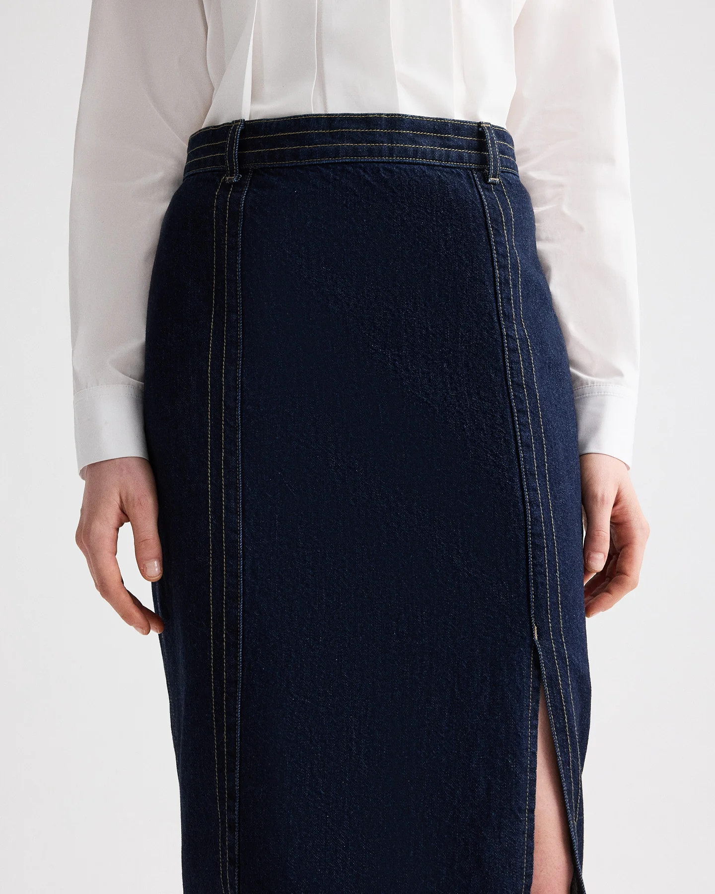 Denim Skirt with Seams in Heavy Denim | TWP