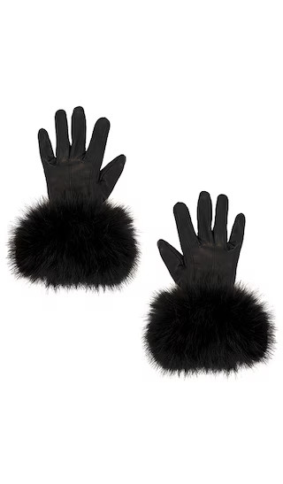 The Leather Faux Fur Glove in Jet Black | Revolve Clothing (Global)
