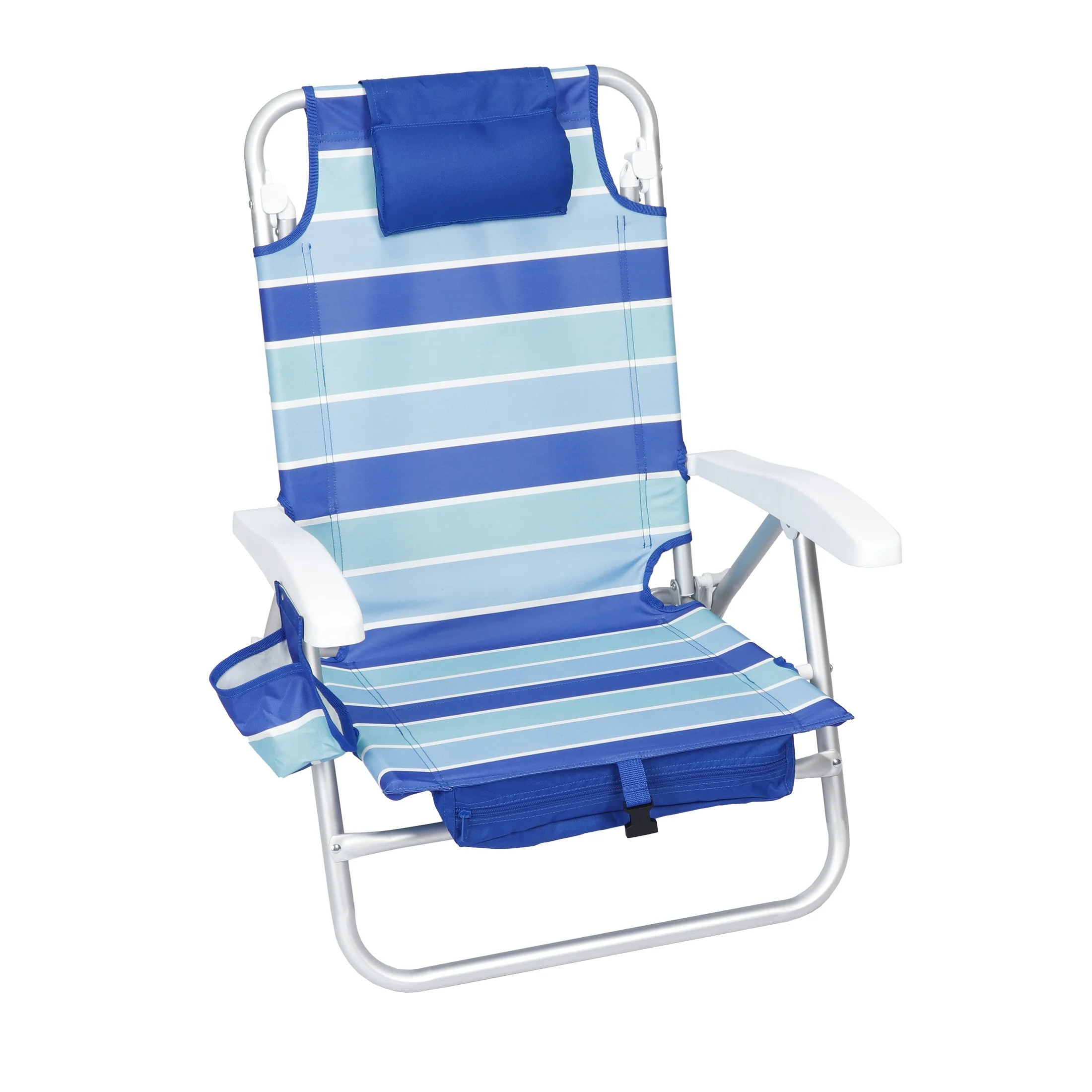 Mainstays Reclining and Lay Flat Backpack Beach Chair, Cabana Stripe, New | Walmart (US)