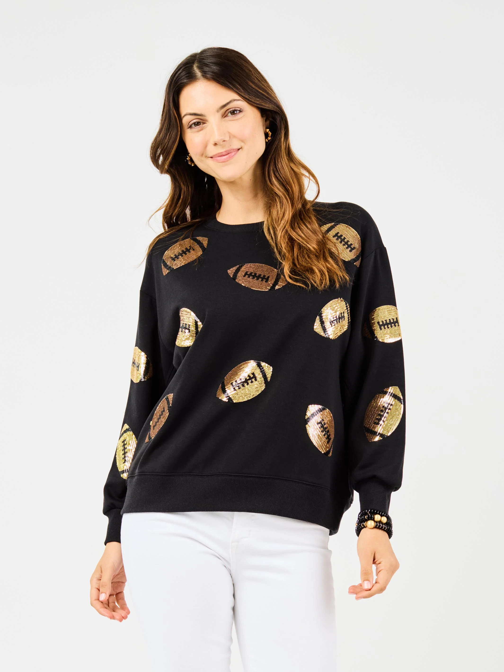Sarah Sweatshirt | Black + Gold | Mary Square