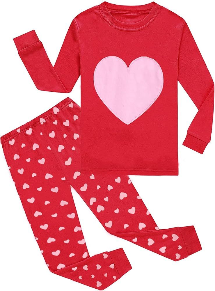Little Girls Pajamas Long Sleeve Unicorn Pajama 100% Cotton Toddler Kids 2 Pcs Pjs Sets Cute Cat ... | Amazon (US)