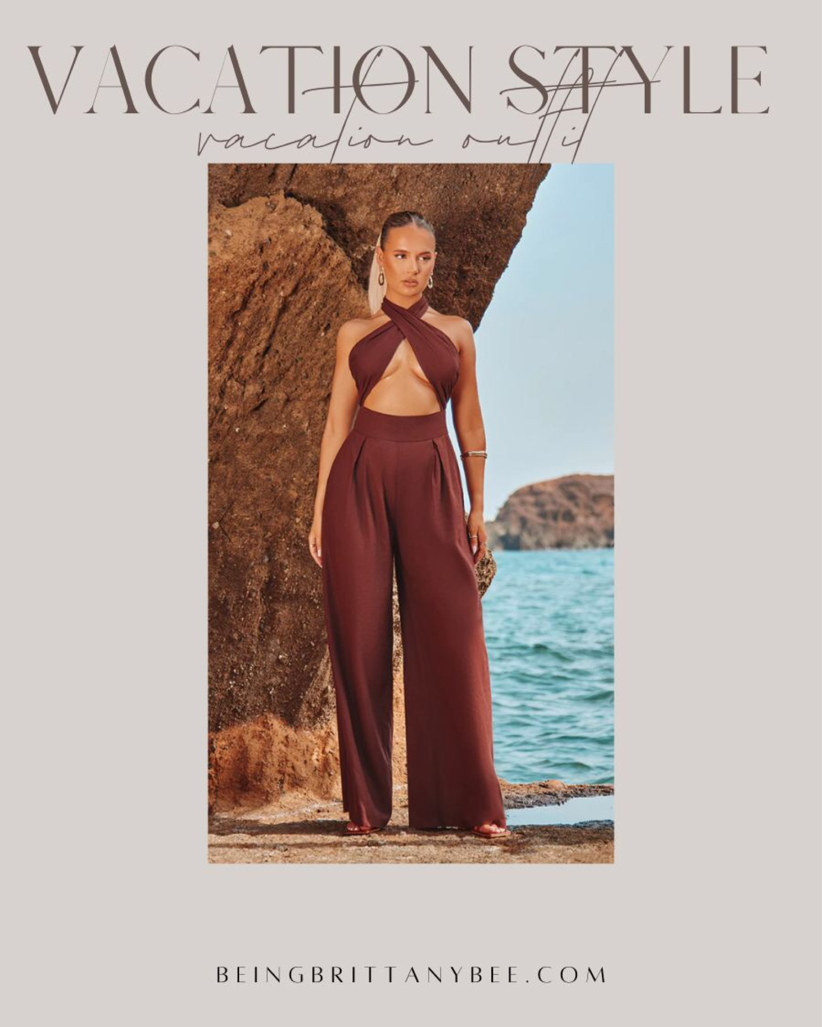 Vacation outfit, wide leg jumpsuit. On sale! Get it now for half off! 
#BeingBrittanyBee

#LTKtravel #LTKstyletip #LTKsalealert