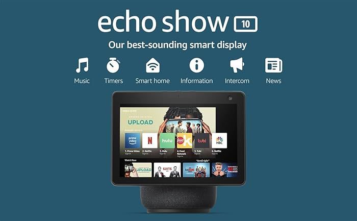 Echo Show 10 (3rd Gen) | Our best-sounding smart display with motion and Alexa | Charcoal | Amazon (US)