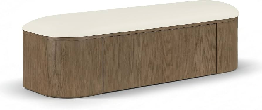 Meridian Furniture 22071Cream Velden Collection Art Deco Bench with Soft Vegan Leather, Rich Fini... | Amazon (US)