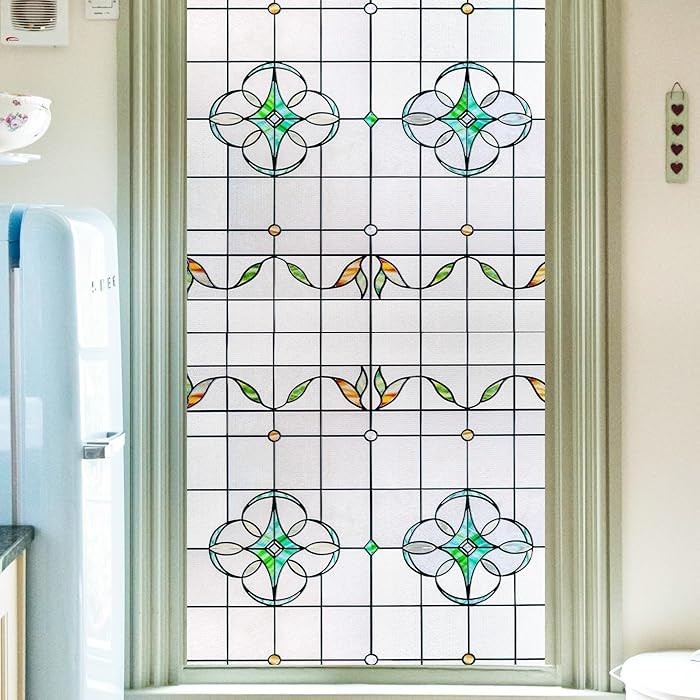 3D Stained Glass Window Privacy Film, Heat Control UV Blocking Static Cling Decorative Window Fil... | Amazon (US)
