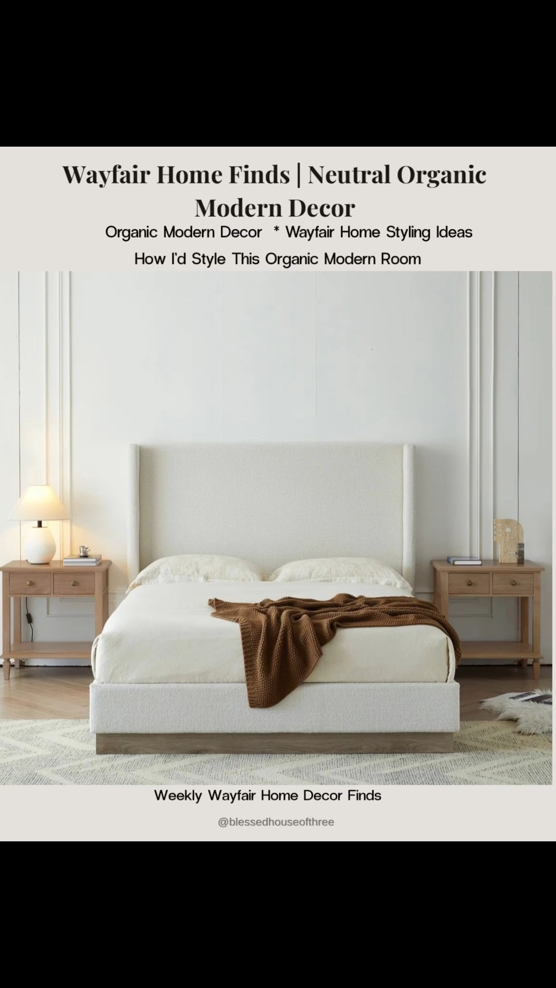 Organic modern bedroom styling made simple 🤍 I pulled together these Wayfair home finds to create a neutral, cozy bedroom with layered textures, warm wood tones, and timeless pieces that elevate the entire space without feeling overdone. Think upholstered beds, vintage-inspired rugs, soft lighting, and natural elements like olive trees and woven baskets for that effortless organic modern look. These are the exact pieces I’d use to recreate this calming bedroom and finish the space with warmth and dimension. Perfect if you love neutral home decor, cozy bedroom ideas, and elevated everyday styling. Follow me on LTK for daily home decor finds, styling ideas, and Amazon favorites. #wayfair #homedecor #neutralhome #organicmodern #bedroomideas #cozyhome

#LTKSaleAlert #LTKHome