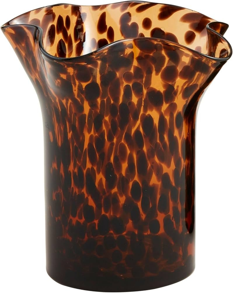 Mud Pie Ruffle Tortoise Glass Vase, Small, 6.75" x 4" | Amazon (US)