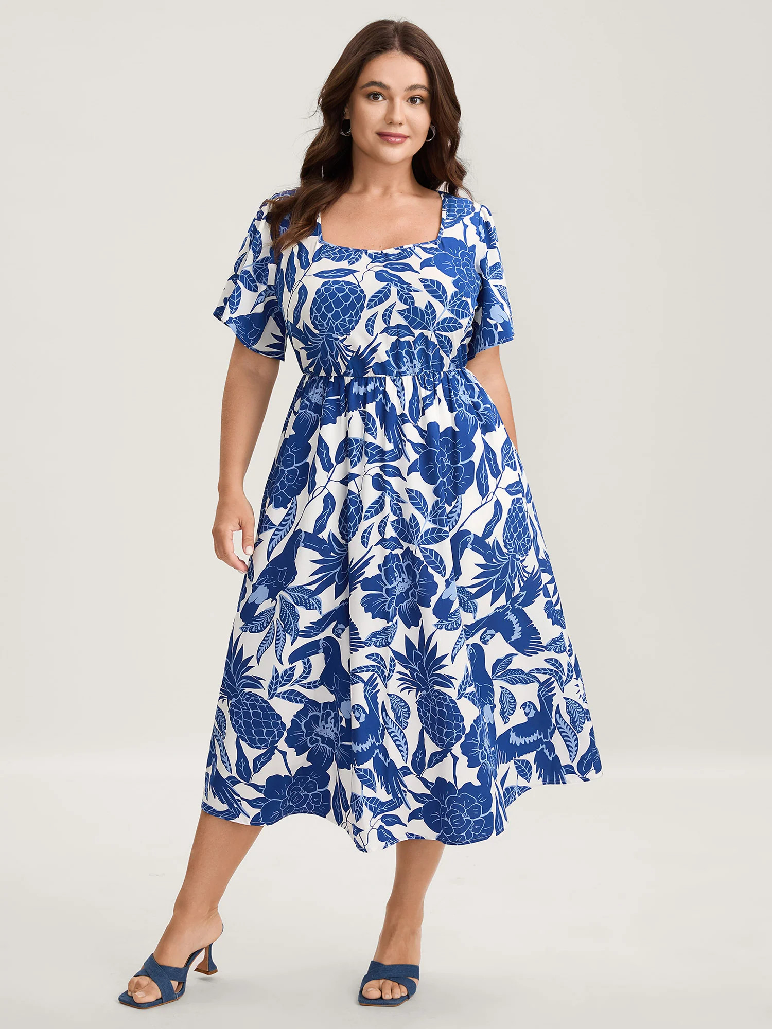 Large Floral Print Pockets Midi Dress | Bloomchic