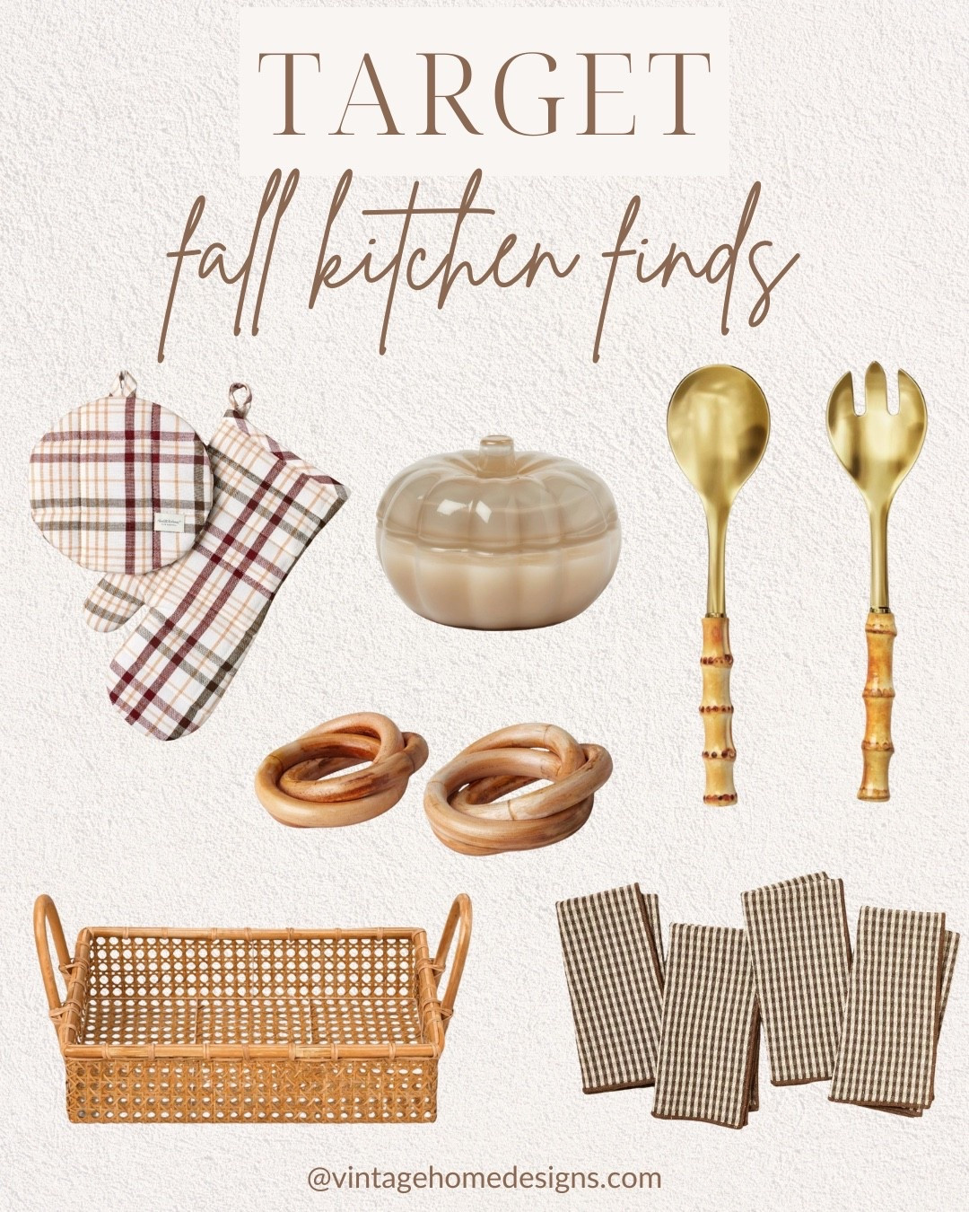 There are so many cute kitchen items in the fall Target collection. 

I am loving the bamboo handle serving set and bamboo napkin rings.

The rattan basket would be great on a kitchen counter or anywhere in your home. 

Gather a few of these things together to create a lovely gift! 



#LTKSeasonal #LTKFindsUnder50 #LTKHome