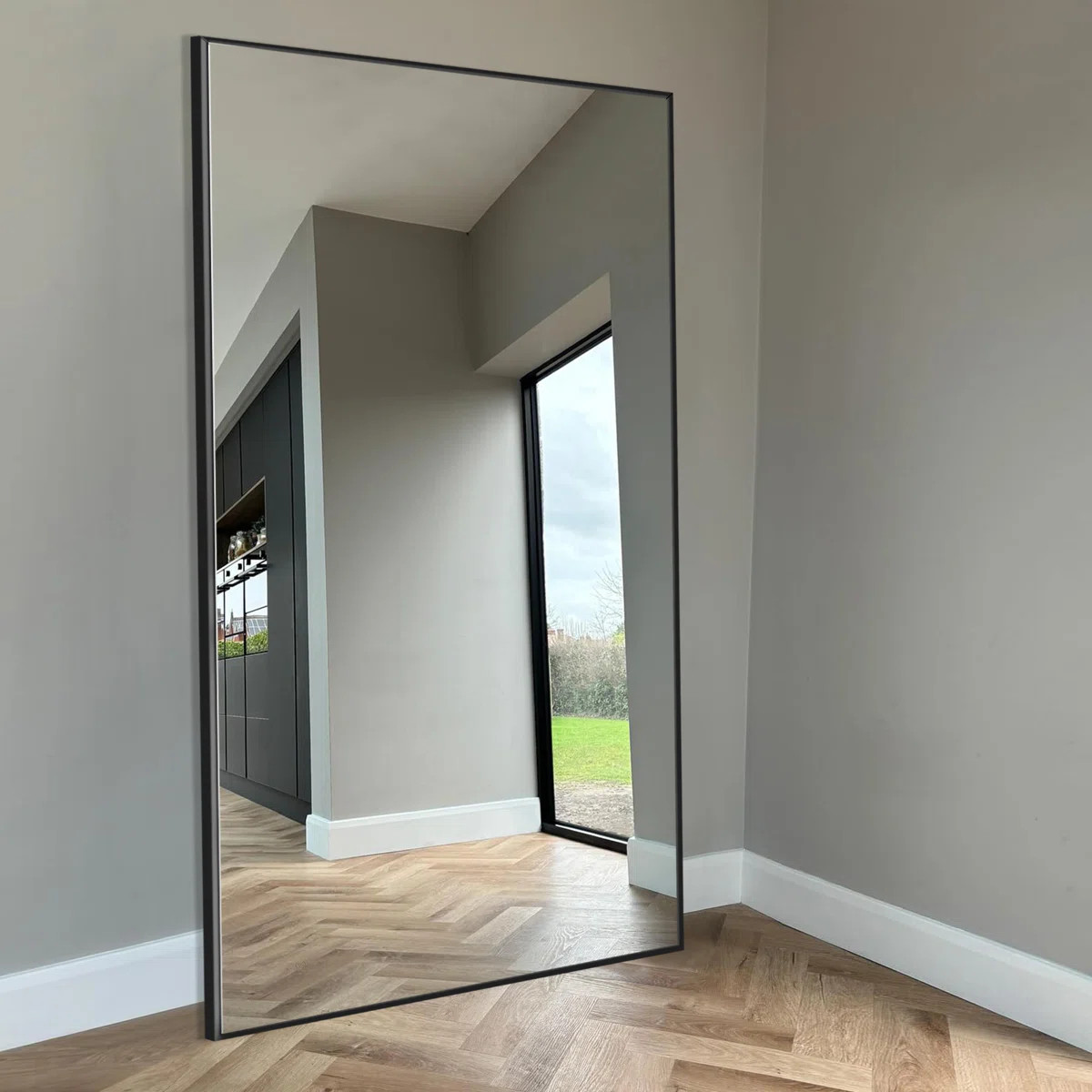 Vertell Oversize Rectangle Full Length Metal Mirror for GYM/ Bedroom with Stand | Wayfair North America