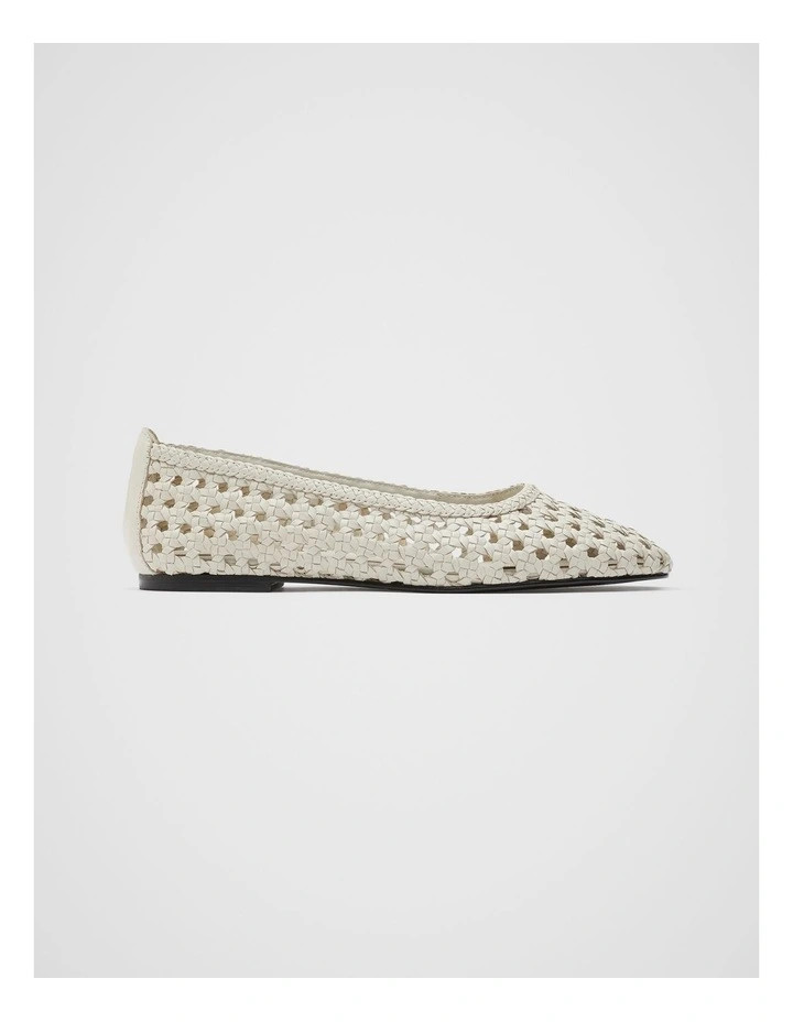 UnisonAgnes Woven Leather Ballet in Pale Grey | Myer