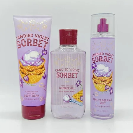Bath and Body Works Candied Violet Sorbet Body Cream, Shower Gel and Fine Fragrance Mist 3-Piece Bundle | Walmart (US)