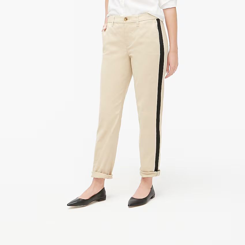 High-rise girlfriend chino with side stripe | J.Crew Factory