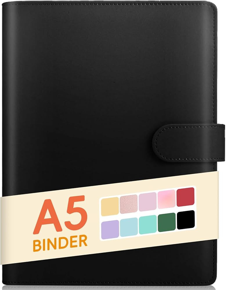 Sooez A5 Binder 6 Ring, Refillable Notebook Planner Cover, Small Leather Organizer Empty Binder f... | Amazon (US)