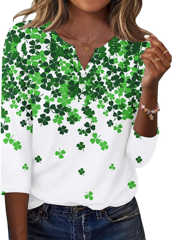 Zeagoo 3/4 Length Sleeve Womens Tops Casual Dressy Summer Blouses Buisness Work Spring Tee Shirts | Amazon (US)