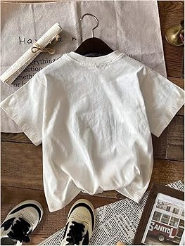 Girl's Bow Graphic Tees Round Neck Short Sleeve T Shirt Summer Cute Tops | Amazon (US)