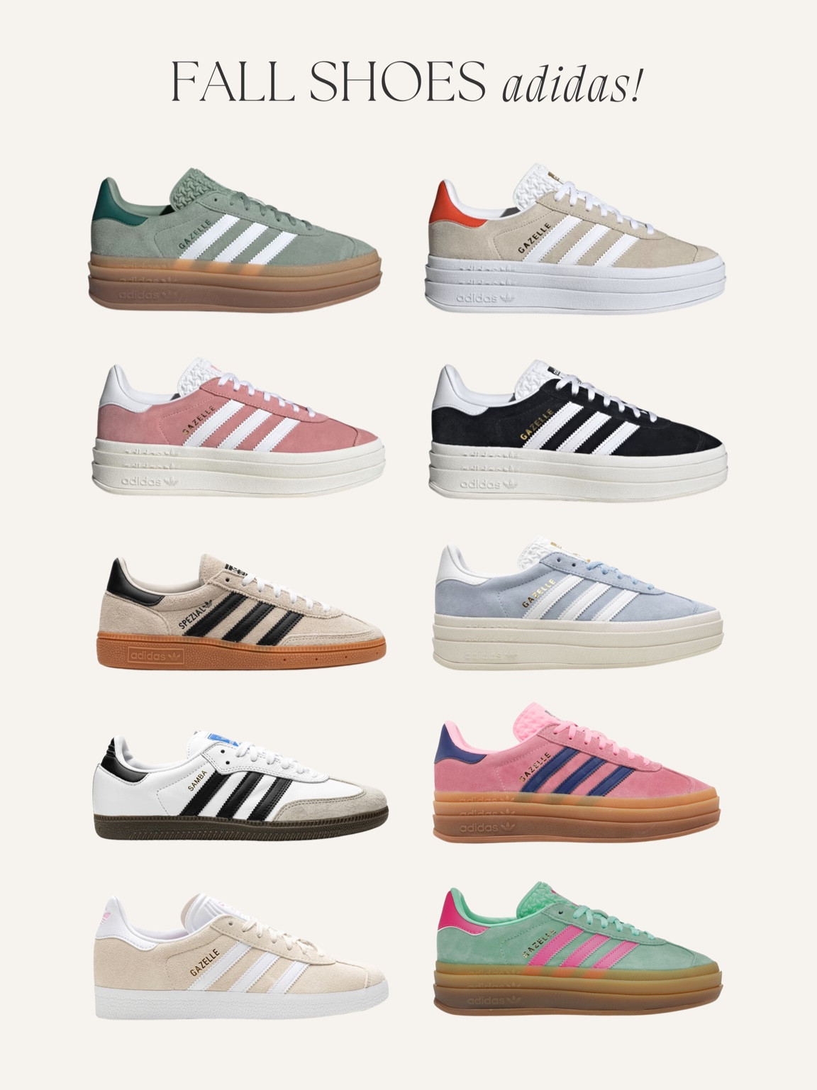 Fall Shoe Trend: adidas sneakers are the perfect casual and fun sneaker. I love the platform style. I’m between a 7.5 and 8 and bought an 8. I think the fit is perfect! They are often listed in EU sizing so just go based off of the size chart! 

#LTKshoecrush
