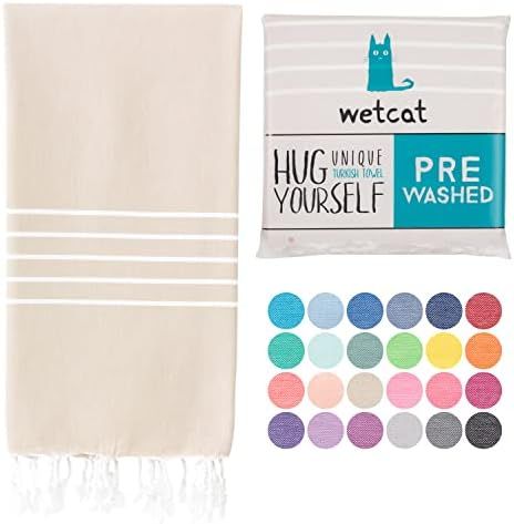 WETCAT Turkish Beach Towel (38 x 71) - Prewashed for Soft Feel, 100% Cotton - Quick Dry Beach Tow... | Amazon (US)