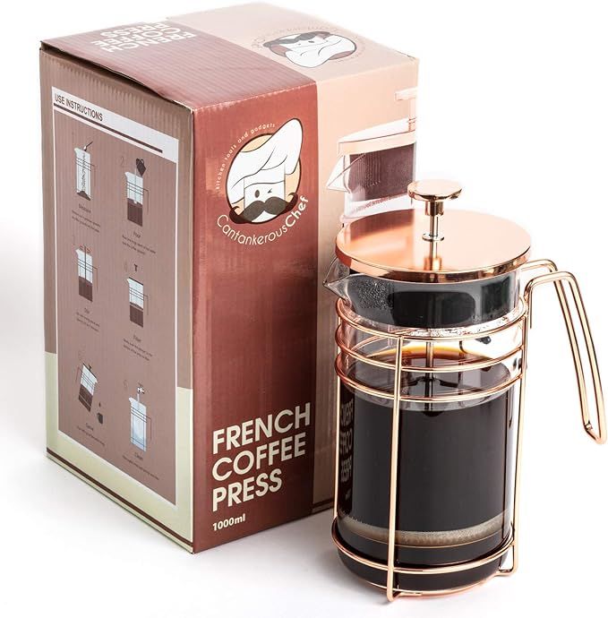 French Press and Tea Maker - 1000ml Coffee Maker Press - Premium Coffee Press with Rose Gold Fini... | Amazon (US)