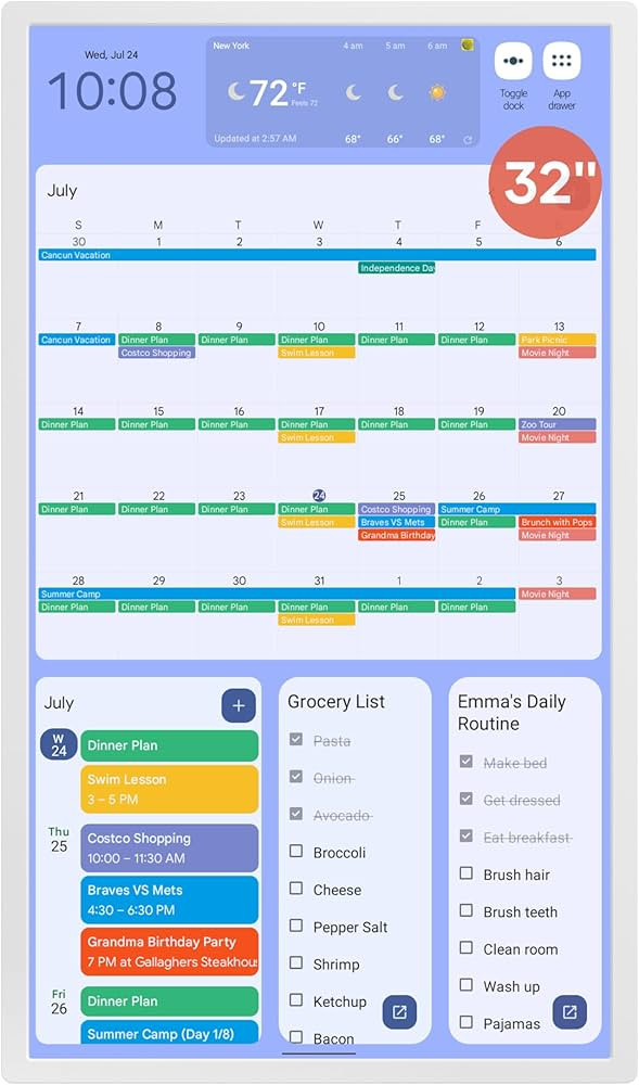 Cozyla Calendar+ 32 Inch Digital Calendar Wall Touch Screen Chore Chart To Do List Notepad Digita... | Amazon (US)