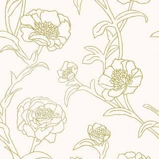 Peonies Gold Peel and Stick Wallpaper (Covers 56 Sq. Ft.) | The Home Depot