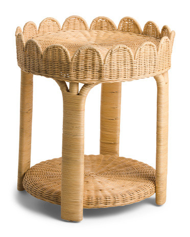 Scalloped Rattan Side Table | Marshalls