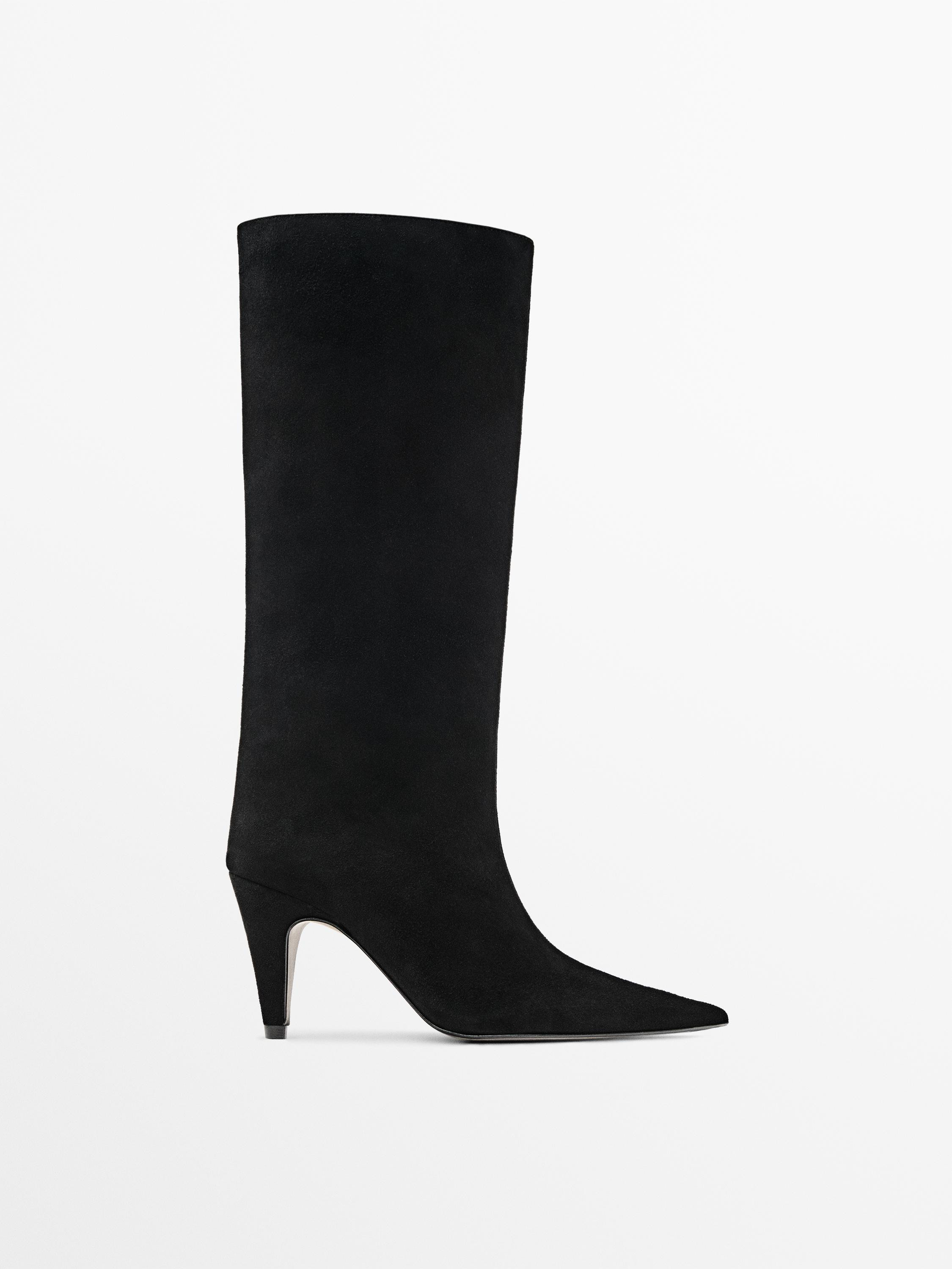 Heeled suede boots - Studio | Massimo Dutti US