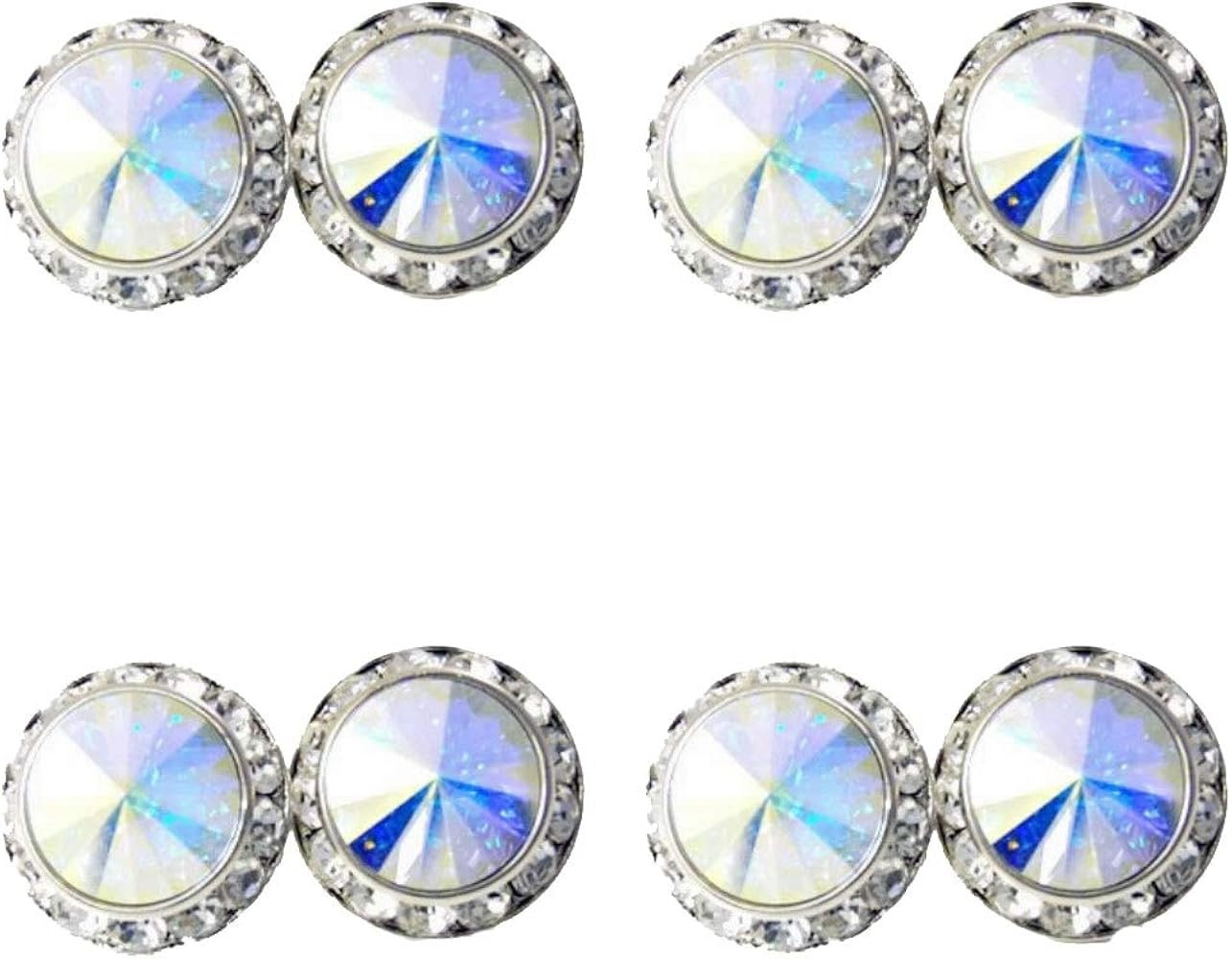4 Pairs 15mm Rhinestone Round Shaped Acrylic Stone Inside Crystal Ear Studs For Dance Competition... | Amazon (US)