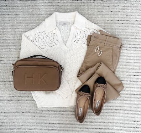Smart casual workwear with tan pants paired with cream sweater and flats for a chic look. Perfect for early spring and winter. Super soft sweater that can be paired with jeans, too! 

#LTKworkwear #LTKstyletip #LTKSeasonal