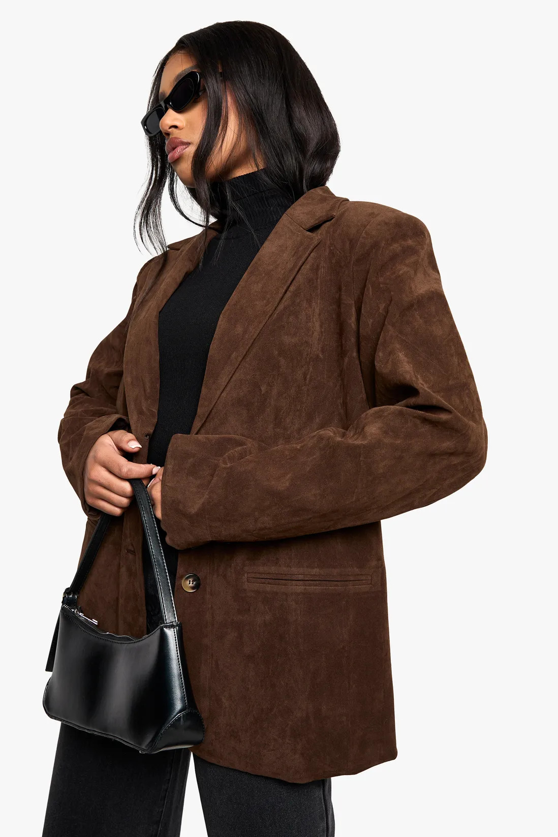 Vintage Look Faux Suede Relaxed Fit Blazer | Boohoo.com (UK & IE)