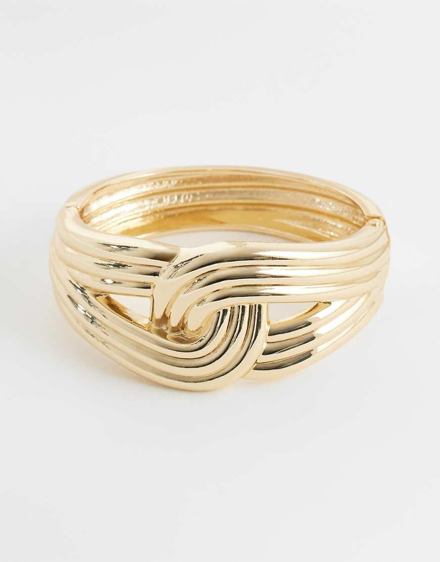 ASOS DESIGN cuff bangle with weave design in gold tone | ASOS (Global)