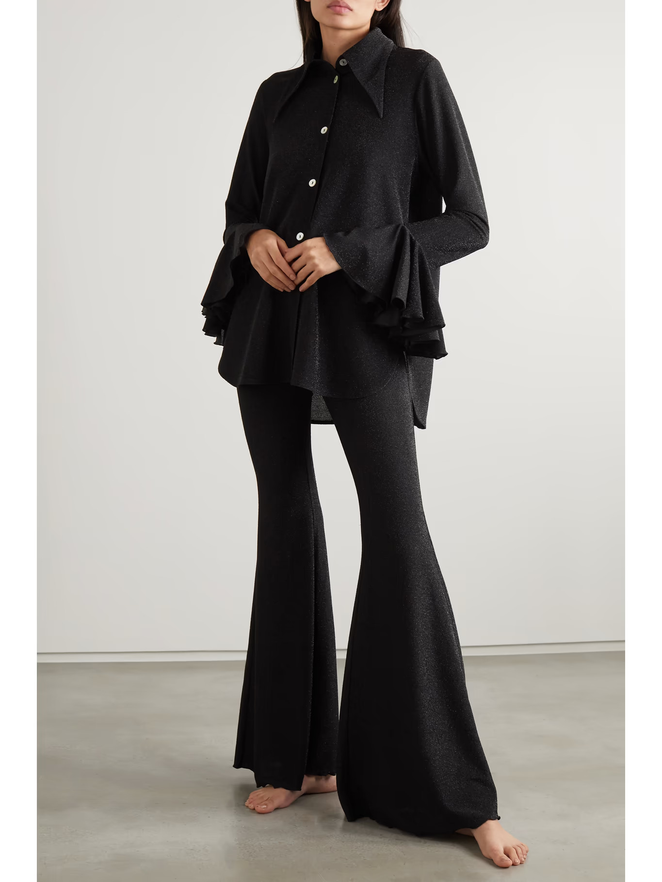 + NET SUSTAIN Cosmos metallic-knit shirt and pants set | NET-A-PORTER (US)