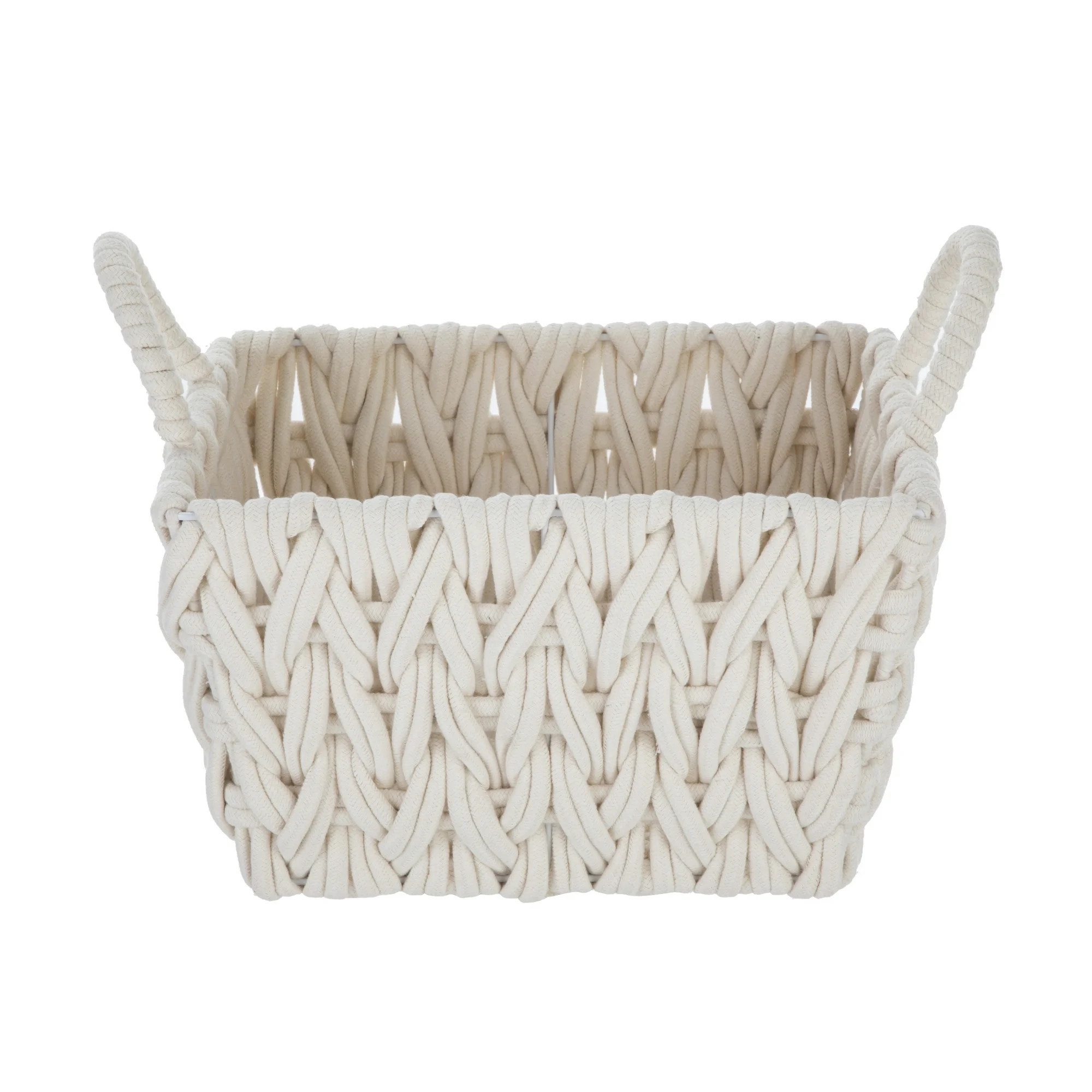 Better Homes & Gardens Medium White Woven Rope Decorative Storage Basket with Handles, 14.3 in x ... | Walmart (US)